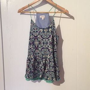 Anthropologie Meadow Rue blue/green tank.